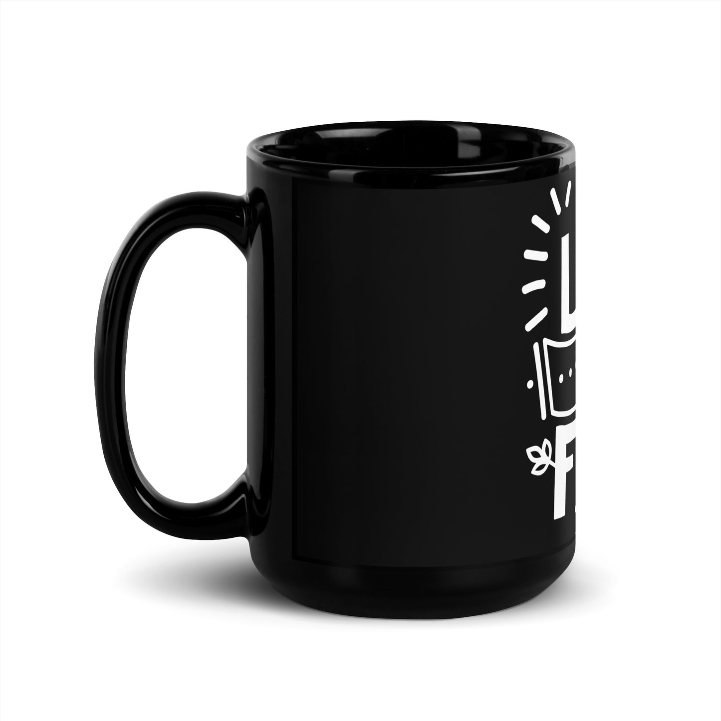 L2F Hand drawn - Black Glossy Mug